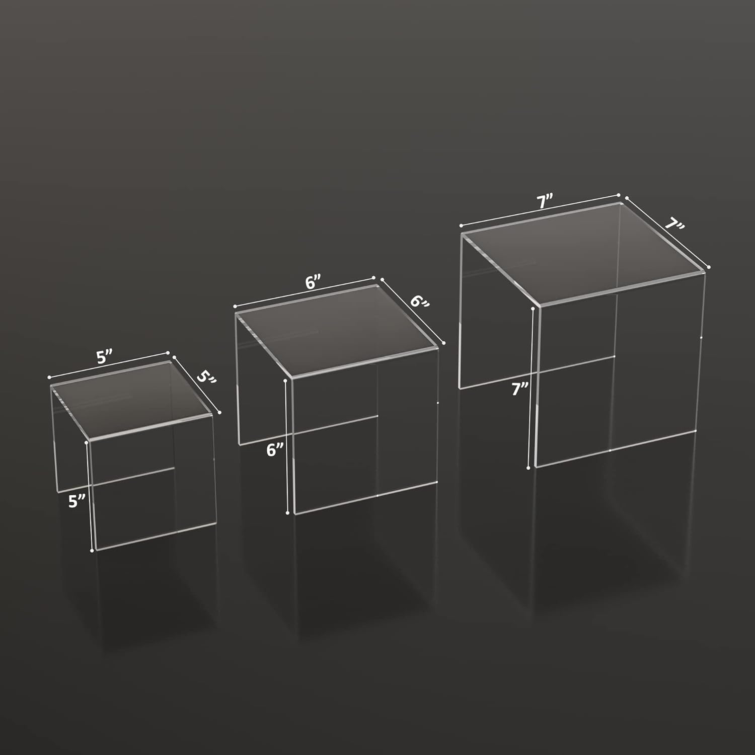 Clear Acrylic Risers 3 pcs, Square Acrylic Food Display Stands Tabletop, Display Shelf for Vendors