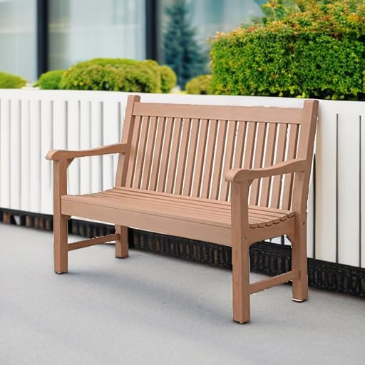 Psilvam 2-Person Poly Lumber Outdoor Bench with 700 Lbs Weight Capacity – Weatherproof Garden