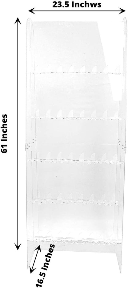 Tableclothsfactory 5ft Clear Acrylic 5-Tier Wine Glass Stemware Rack, Champagne Flute Holder Wall