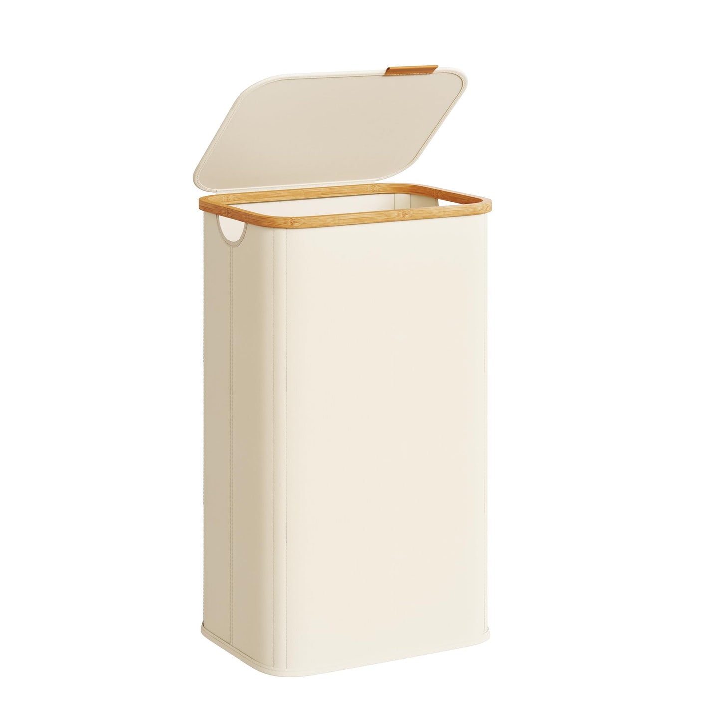 SONGMICS Laundry Hamper, Laundry Basket with Lid, Foldable Storage Basket, Bamboo Frame, for