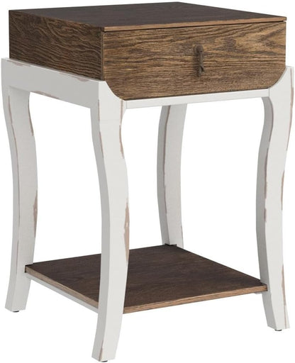 COSIEST Rustic Nightstand, 2-Tier Farmhouse Bedside Table, Wood Accent End Table with Storage