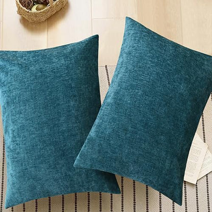 CaliTime Throw Pillow Covers Decorative 20 X 26 Inches Pack of 2 Cozy Chenille Standard Pillow