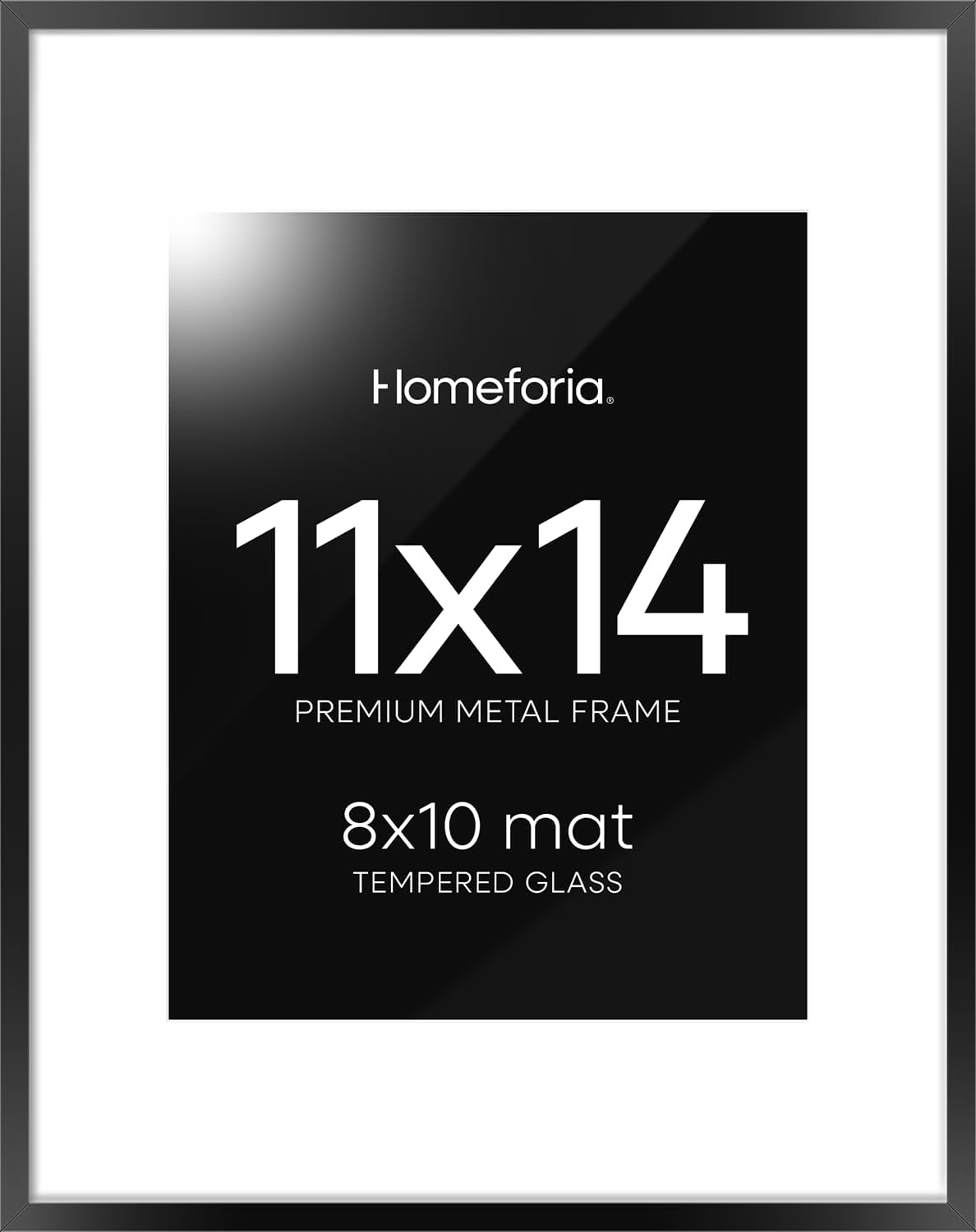 Homeforia Black 11x14 Picture Frame, High End Metal 11x14 Poster Frames with Mat 8x10, 11 x 14
