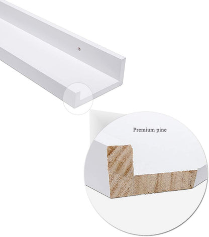 AZSKY White Floating Shelves Wall Mounted Set of 2, 24 Inch Picture Ledge Shelf for Storage Bedroom