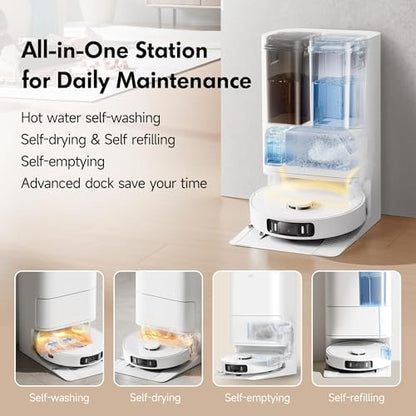 Mova S20 Ultra Robot Vacuum and Mop Combo with Dual Roller Brush, 8300Pa Suction, 140℉ Hot Water