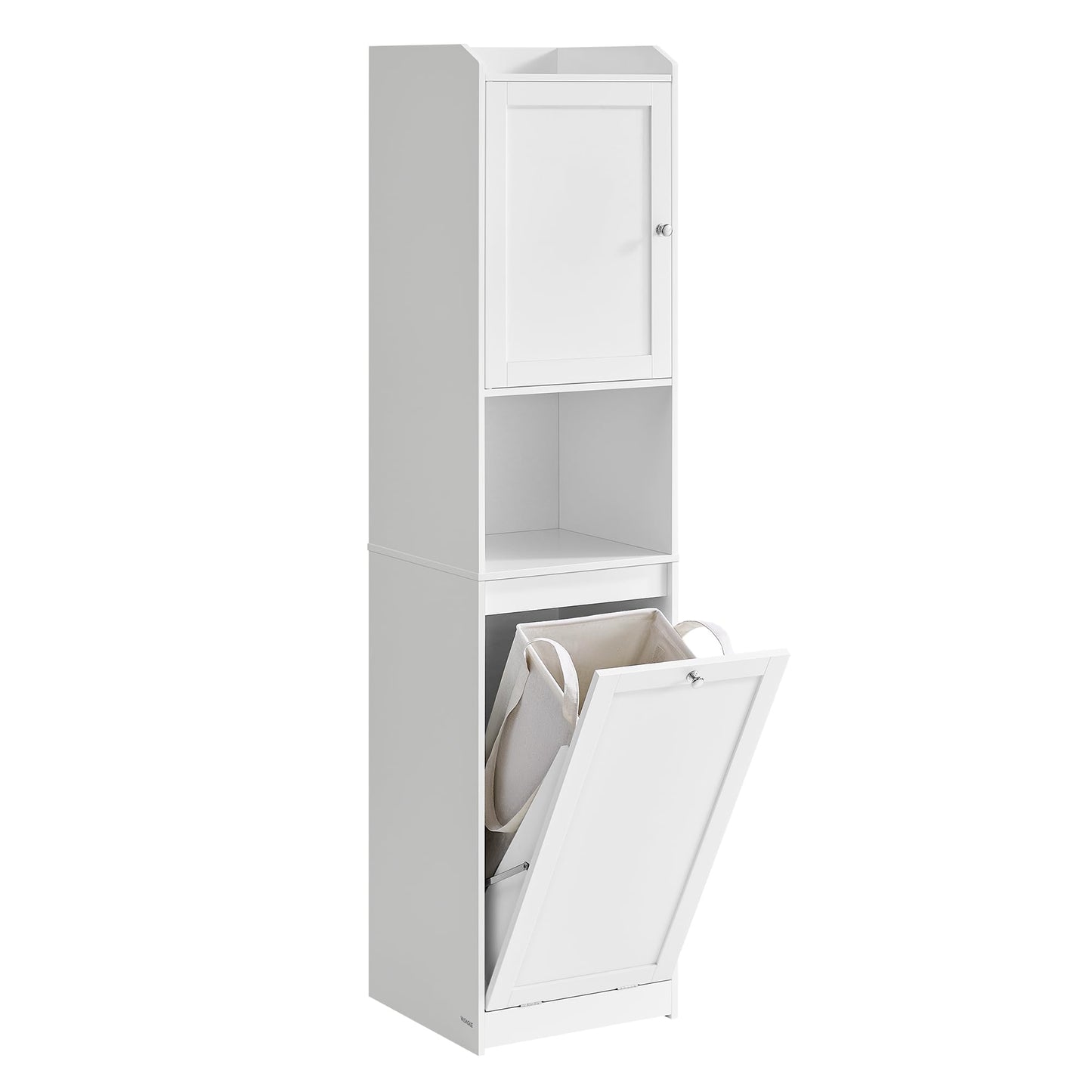 VASAGLE Tall Storage Cabinet, Storage Unit with Removable Laundry Basket, Compartment and Cabinet