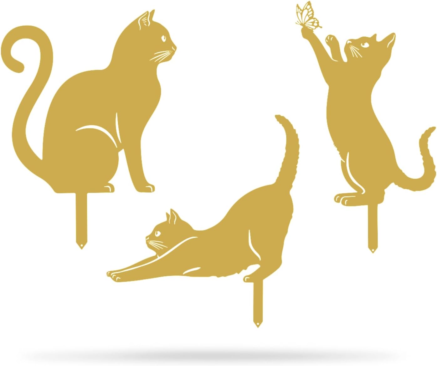 RealSteel I 3 Pack Steel Cat Garden Decor I Outdoor Yard Decorations I Gift for Cat Lovers I Lawn