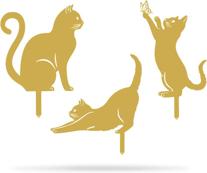 RealSteel I 3 Pack Steel Cat Garden Decor I Outdoor Yard Decorations I Gift for Cat Lovers I Lawn