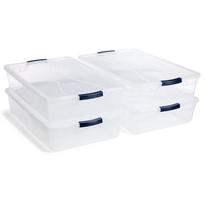 Rubbermaid Cleverstore 42 Quart Stackable Plastic Storage Container Organizer Bin with Latching
