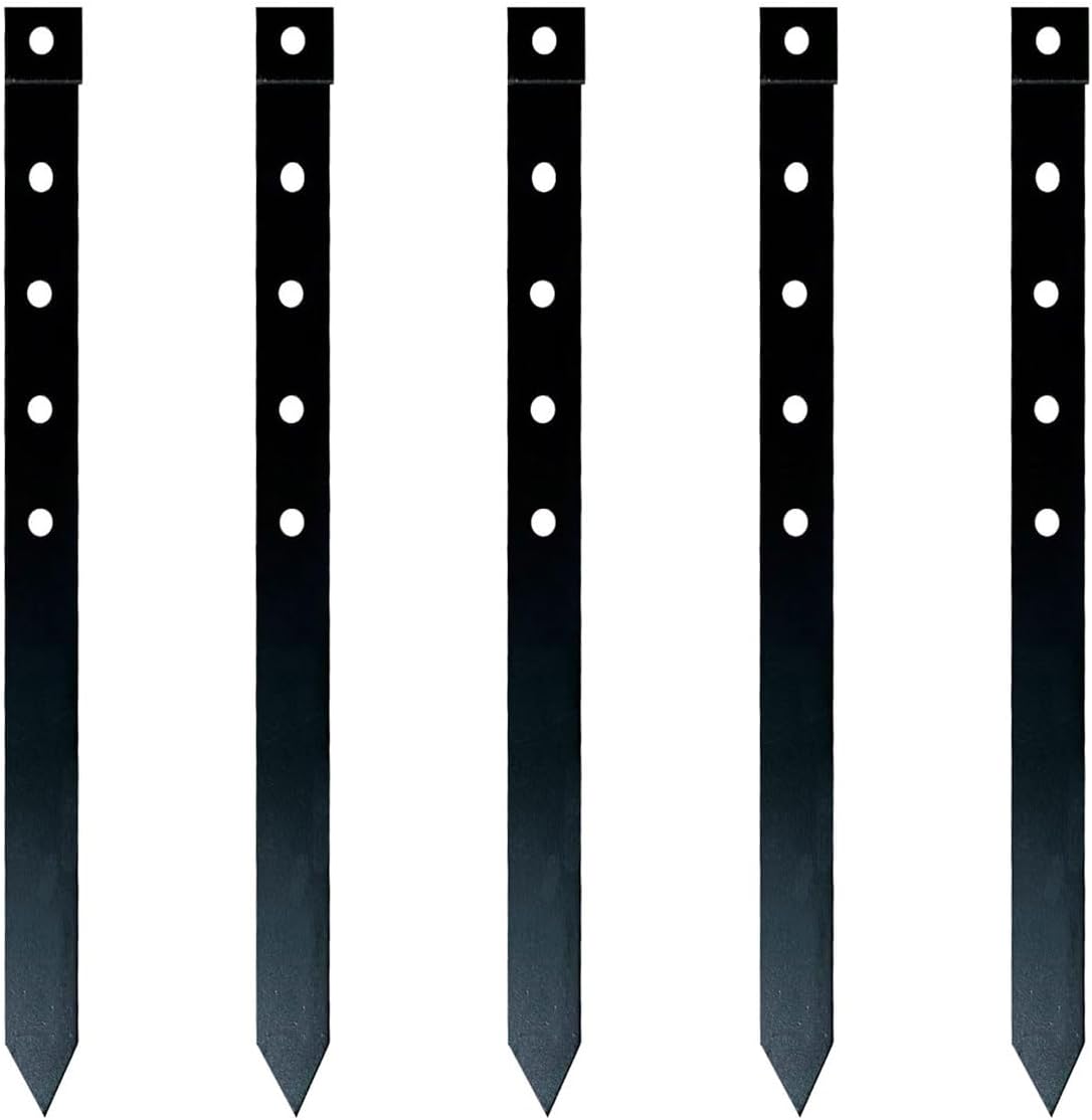 24Pcs Metal Garden Landscape Edging Stakes Black,10in anchoring Stakes Landscape Anchoring Spikes