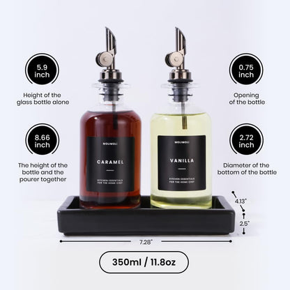 Molimoli Oil and Vinegar Dispenser with Metal Pour Spout, Weighted Pourer, Glass Bottle Dispenser