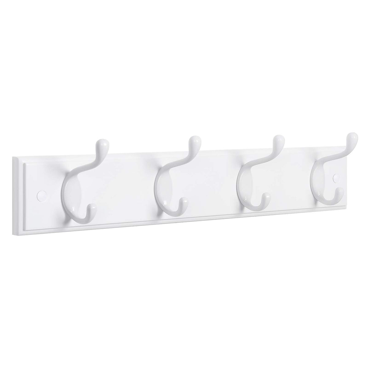 SONGMICS Wall-Mounted Coat Rack, Hook Rack, 4 Dual Metal Hooks, White