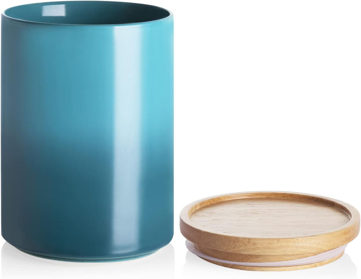 Sweejar Ceramic Food Storage Jar, Stackable Kitchen Canisters, Containers with Airtight Seal Wooden