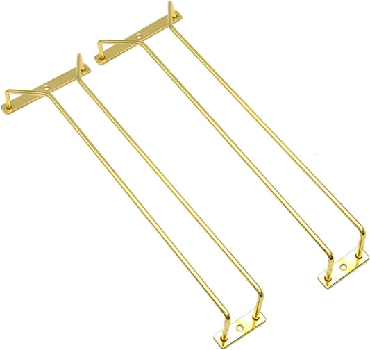 14-Inch Gold Wine Glass Rack, Under Cabinet Wine Glass Holder Stainless Steel Stemware Rack