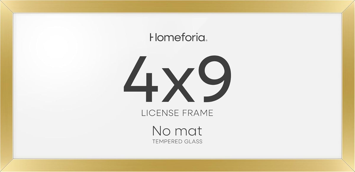 Homeforia 4x9 Business License Frame Gold, High End Metal 4 x 9 Gold Certificate Frame with Real