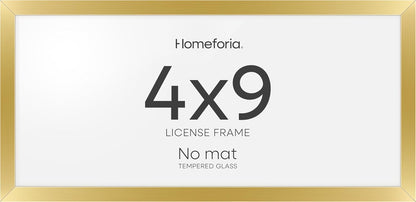 Homeforia 4x9 Business License Frame Gold, High End Metal 4 x 9 Gold Certificate Frame with Real