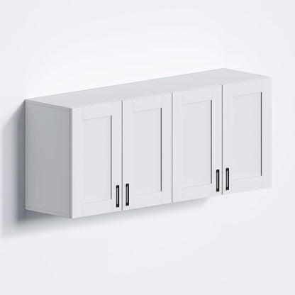 White Laundry Room Cabinets and Storage with 4 Doors and Utility Adjustable Shelf，Gabinetes Para