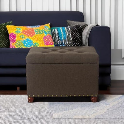 Joveco Storage Ottoman Linen Tufted Bench, Rectangular Footrest Footstool Coffee Table Seat for