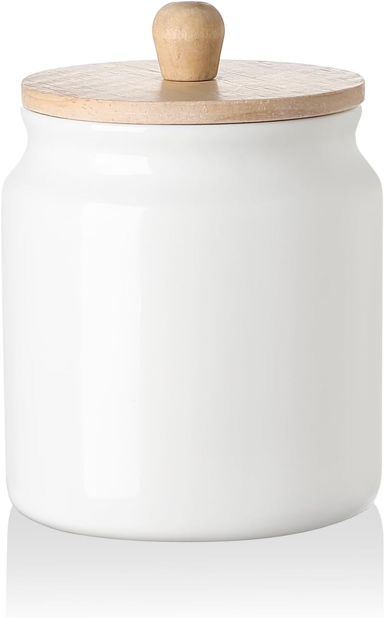 Sweejar Ceramic Kitchen Canisters, Porcelain Food Storage Jar with Airtight Seal Wooden Lid, Home