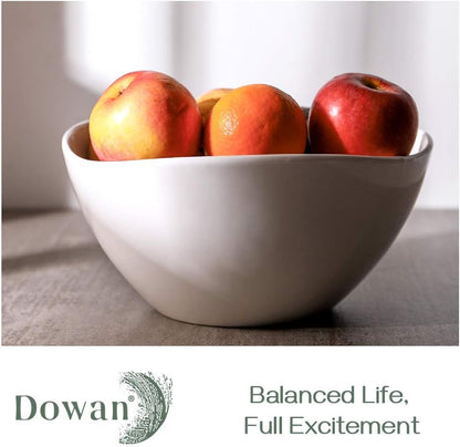 DOWAN Large Mixing Bowls, Ceramic Serving Bowls, 3.2 Quart Deep Salad Bowls, 105 Oz White Fruit