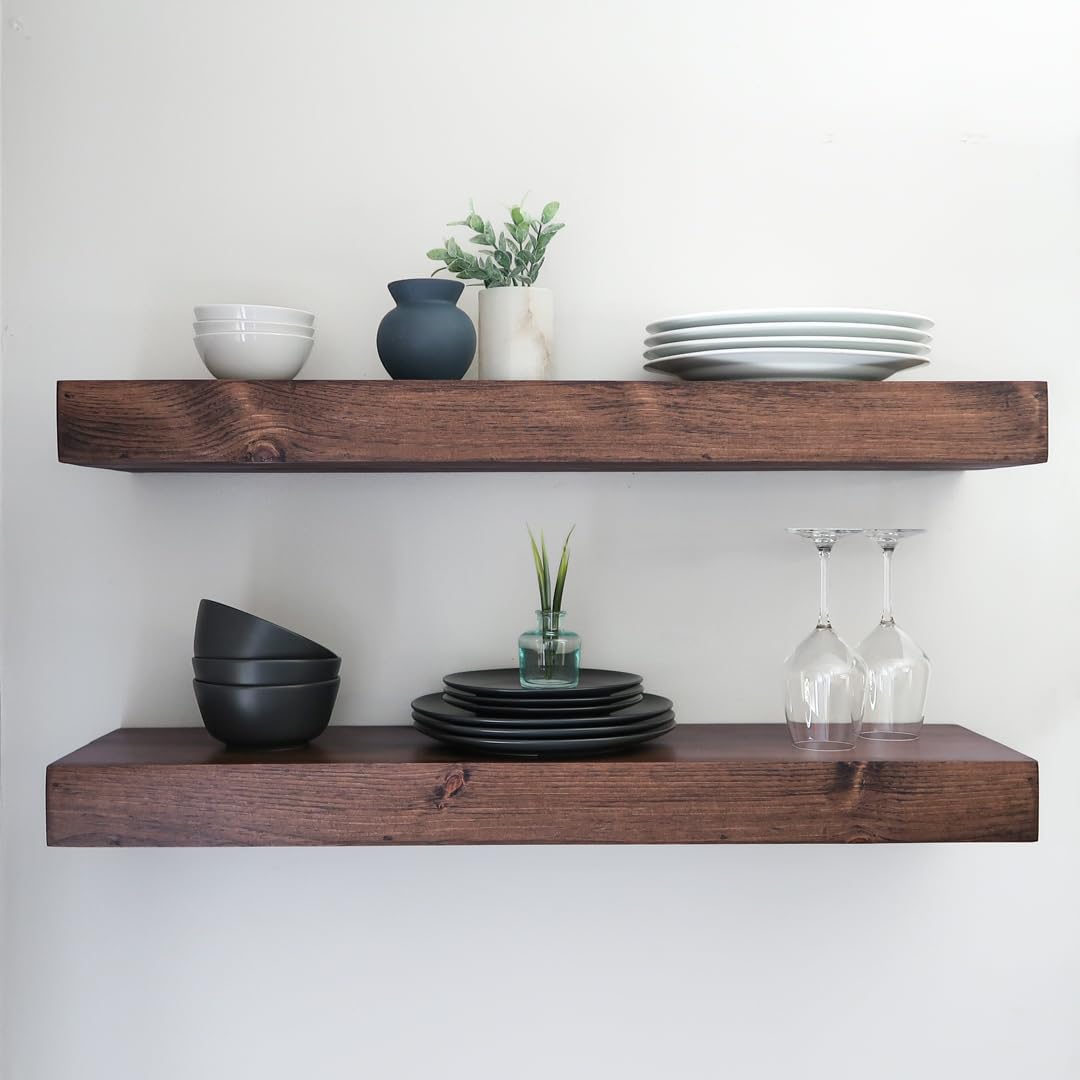 Modern Floating Shelves 3 Inches Thick for Wall, Wide Shelves for Kitchen, Living Room, Bedroom