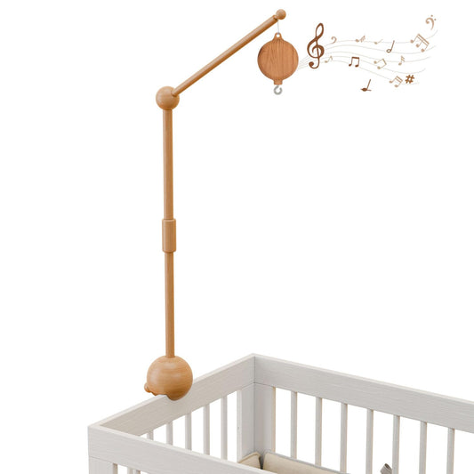 Crib Mobile Arm with Music Box,32.5 Inch Crib Mobile Stand,Wooden Mobile Arm for Crib (2