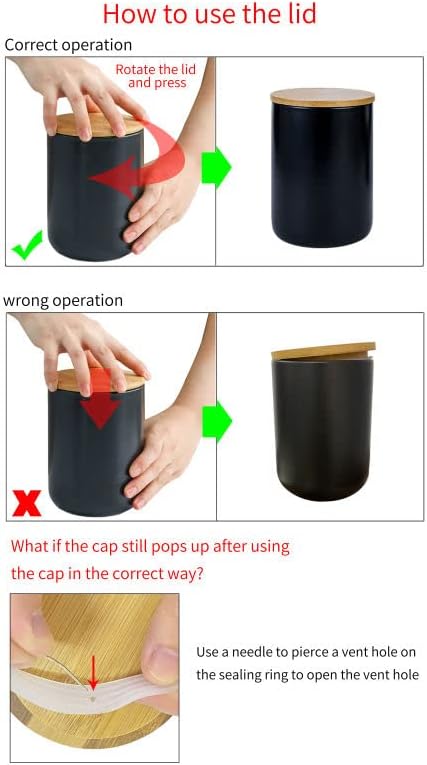 Ceramic Food Storage Jar Canister Modern Design Food Canisters with Airtight Seal Bamboo Lid, Loose