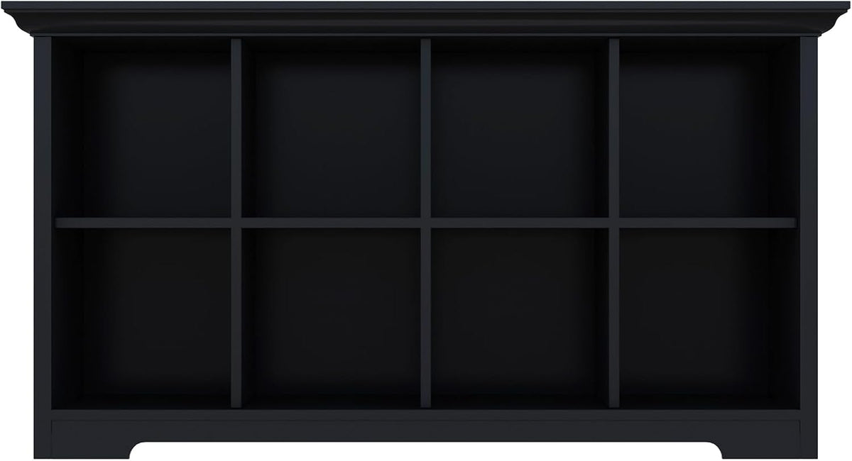Cube Shelf Bookcase with Base - Wooden 2 Tiers Floor Standing Low Storage Cabinet for Home and