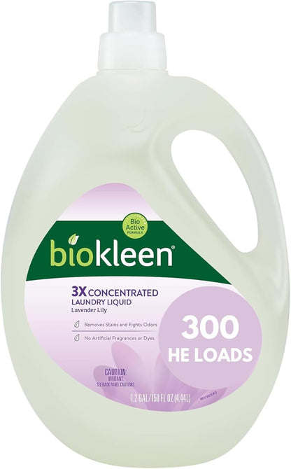 Biokleen Natural Laundry Detergent - 300 HE Loads - Liquid, Eco-Friendly, Plant-Based, No