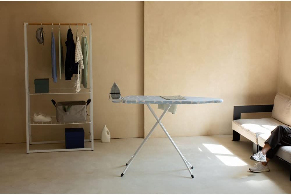 Brabantia Size B Ironing Board (49x15 in) 7 Height Options, Adjustable Steam Iron Rest Holder