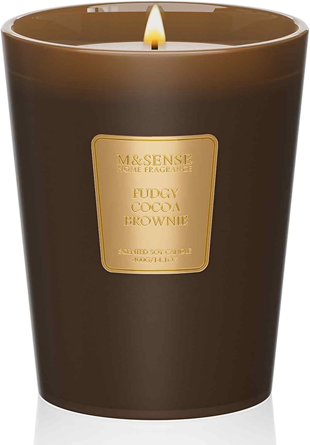 M&SENSE Fudgy Cocoa Brownie Scented Candle Home Decor, Natural Soy Wax,4.1oz 60 Hours Long Lasting