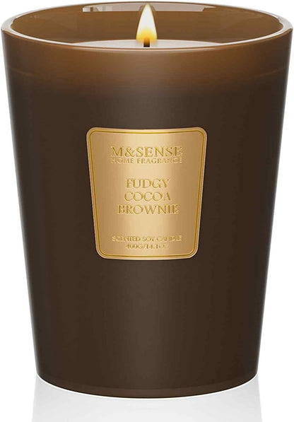 M&SENSE Fudgy Cocoa Brownie Scented Candle Home Decor, Natural Soy Wax,4.1oz 60 Hours Long Lasting