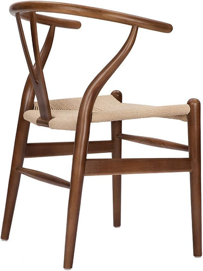 Wishbone Chair Natural Solid Wood Dining Chair/Hans Vegner Y Chair Rattan and Wood Accent Armrest