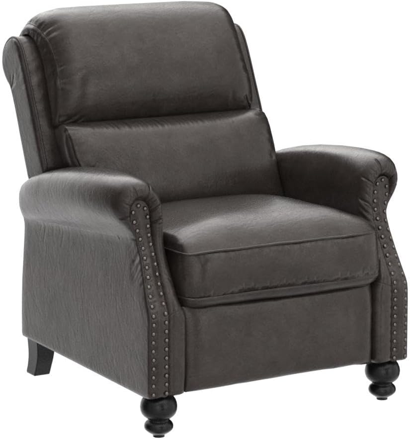 CANMOV Pushback Recliner Chair Faux Leather Armchair Push Back Recliner with Rivet Decoration