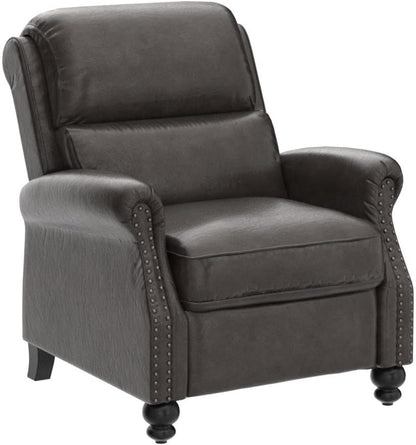 CANMOV Pushback Recliner Chair Faux Leather Armchair Push Back Recliner with Rivet Decoration