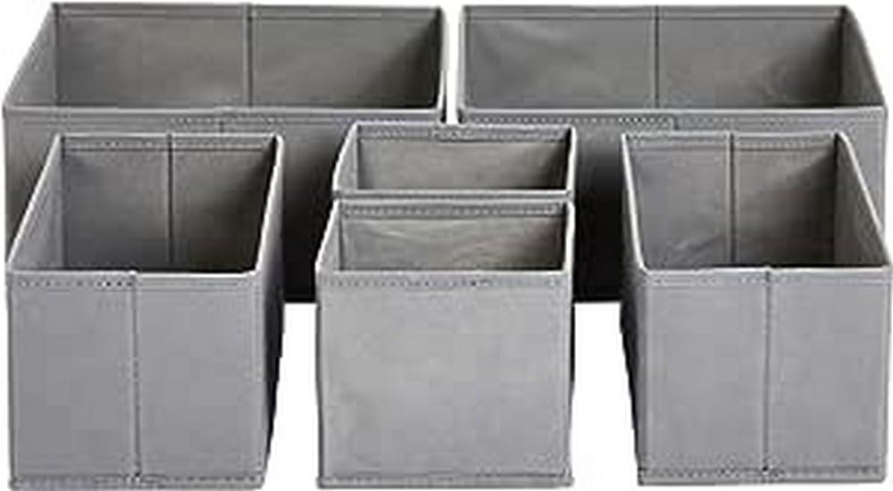 Amazon Basics Collapsible Cloth Drawer Organizer Boxes for Socks, Underwear and Baby Clothes
