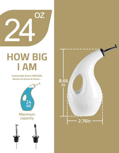 Sweejar Ceramic Olive Oil Dispenser Bottle,24 Oz Opaque Cruet Protects EVOO Oil to Reduce