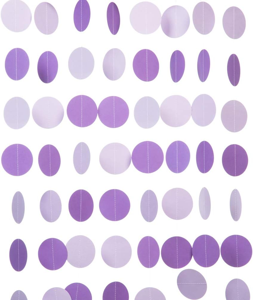 Purple Lavender Paper Garland Circle Dots Party Garland Streamer Backdrop Hanging Decorations, 2.5"