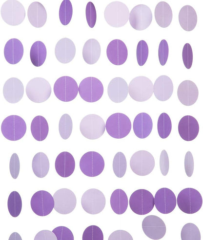 Purple Lavender Paper Garland Circle Dots Party Garland Streamer Backdrop Hanging Decorations, 2.5"