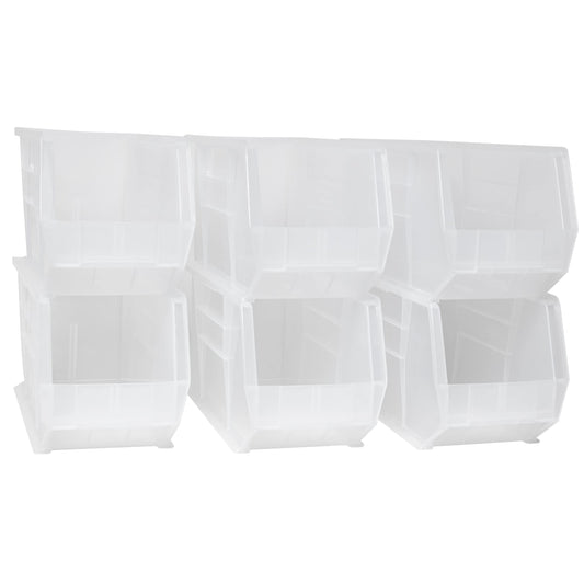 Akro-Mils 30265 AkroBins Plastic Storage Bins, 18"x8.25"x9", Clear, 6-Pack