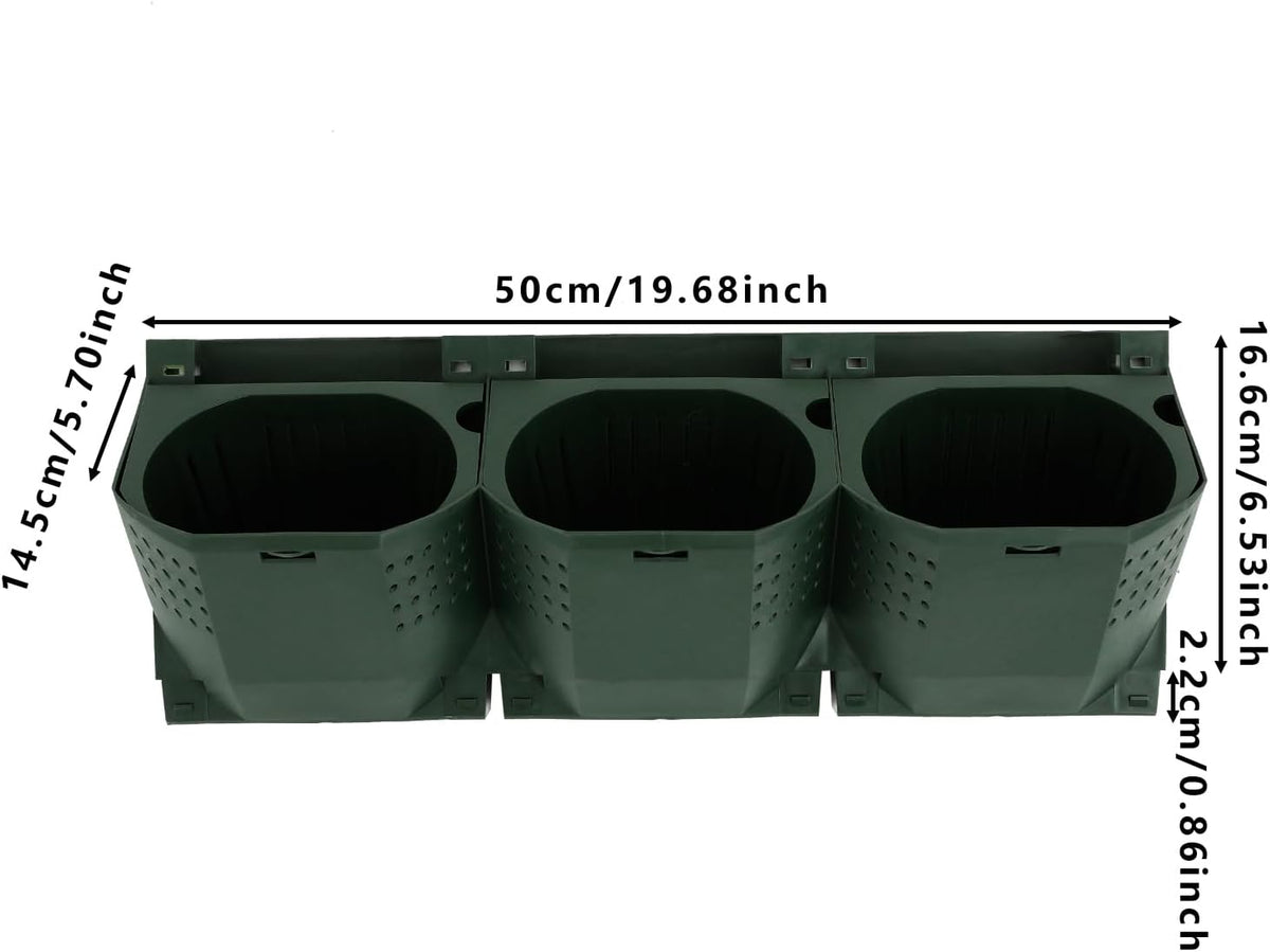 12Pieces 3-Pot Wall Planter Vertical Garden Plant Walls Wall Mounted Vertical Planter with