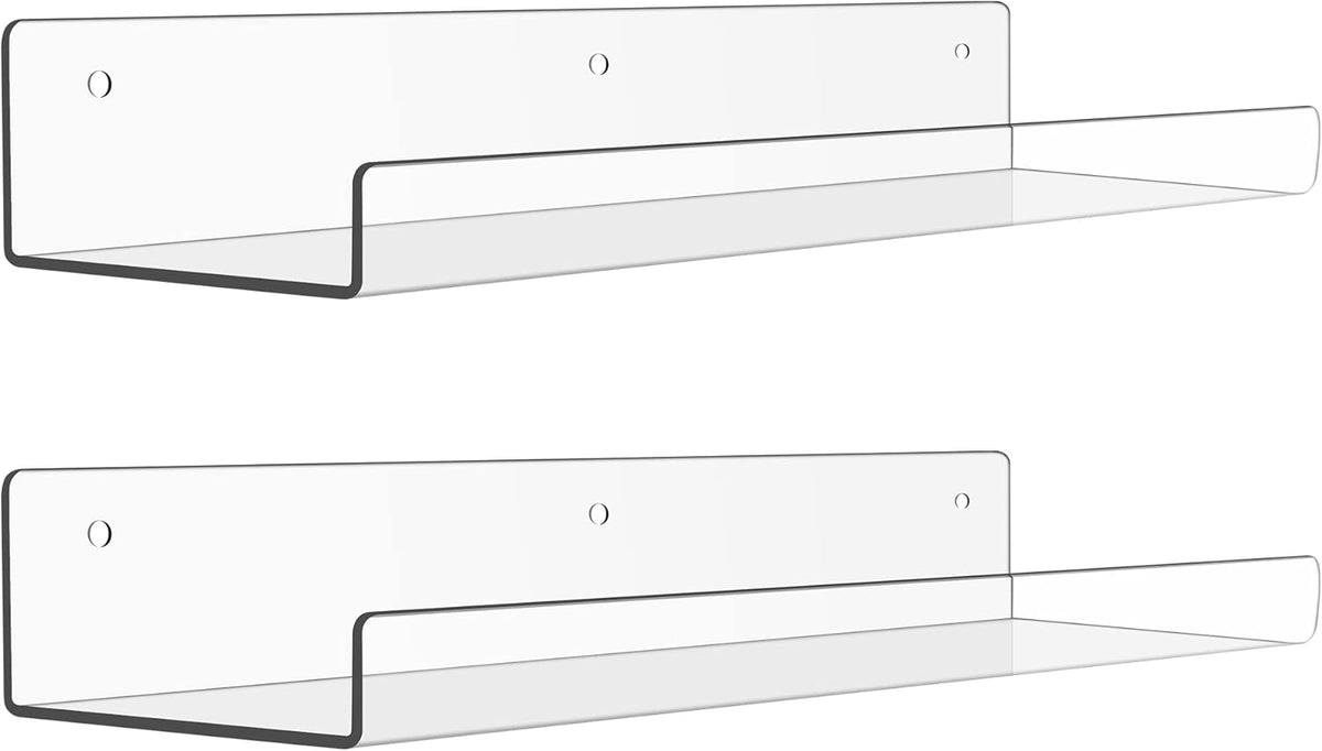 upsimples Acrylic Shelves for Bathroom Storage, 15" Floating Shelves Wall Organizer for Perfume