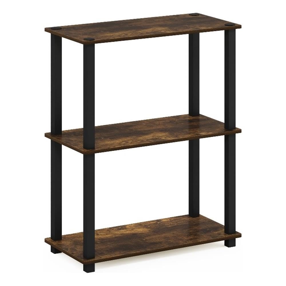 Furinno TURN-S-TUBE Storage Shelves, 3-Tier Book Shelf, Corner Shelf, Toolless Open Shelves, for