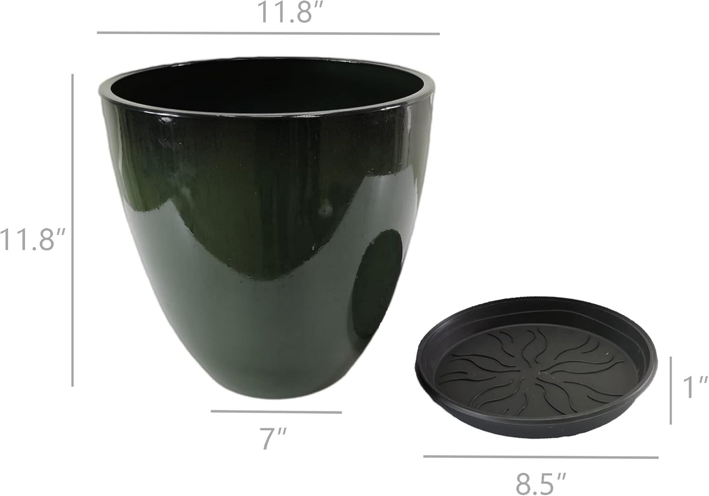 FixtureDisplays® Garden Green Plastic Round 11.8 Inches Diameter 11.8 Inches Tall Planter Resin