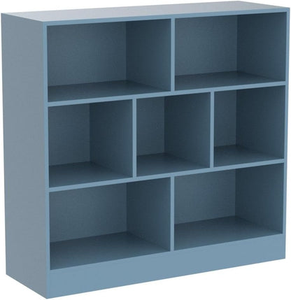 IOTXY Open Shelf Low Bookcase - Wooden 3-Tier Floor Standing Display Cabinet Organizer with Base, 7