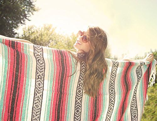 Del Mex Classic Mexican Blanket, Large Authentic Woven Falsa Throw (70"x50"), Artisan Southwest