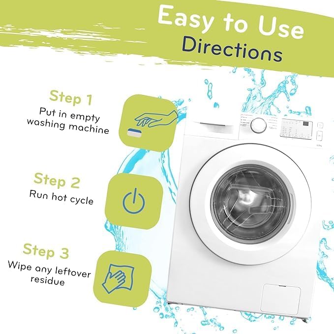 Washing Machine Cleaner and Deodorizing Tablets For Front & Top Load Washers Including H.E. to