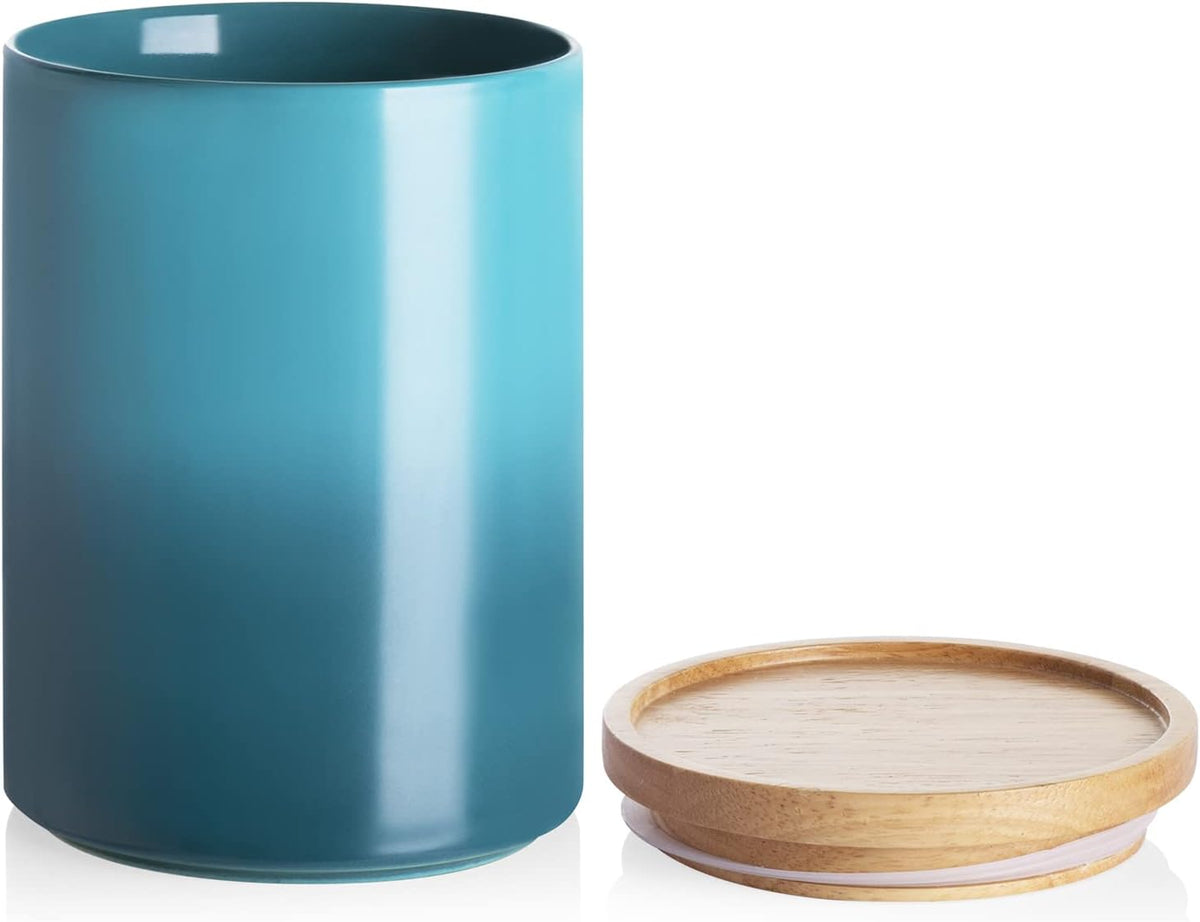 Sweejar Ceramic Food Storage Jar, Stackable Kitchen Canisters, Containers with Airtight Seal Wooden