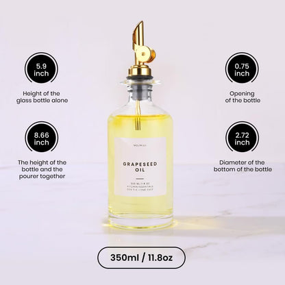 Molimoli Glass Oil Dispenser Bottle for Kitchen, Weighted Pourer, Olive Oil Cruet | 350ml, Set of 1