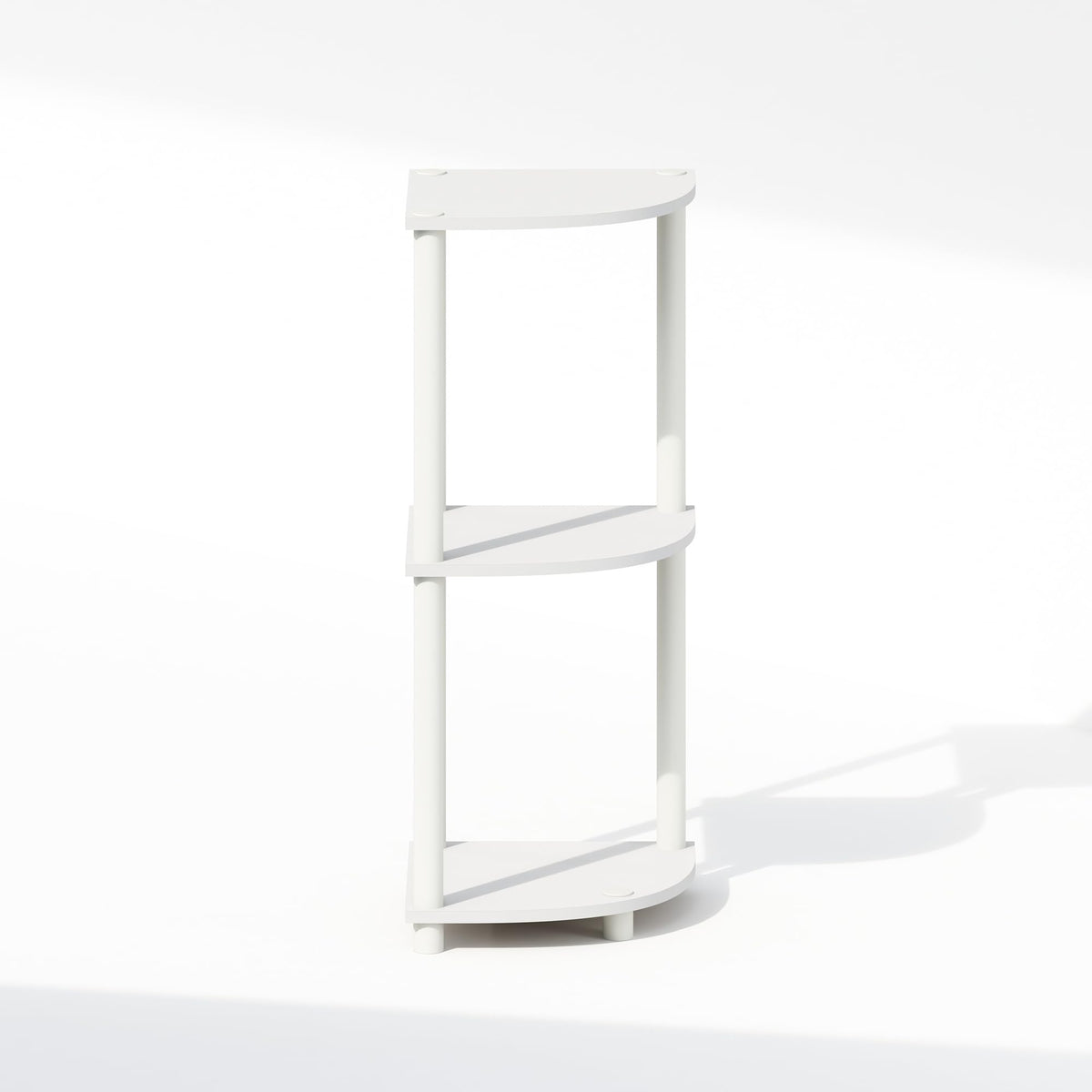 Furinno Turn-N-Tube Corner Shelf, 3-Tier Corner Bookshelf, White